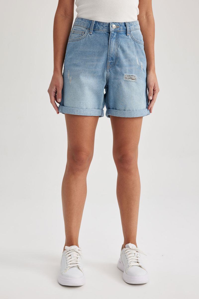 Woman Special Collection Boyfriend Denim Short - Blue