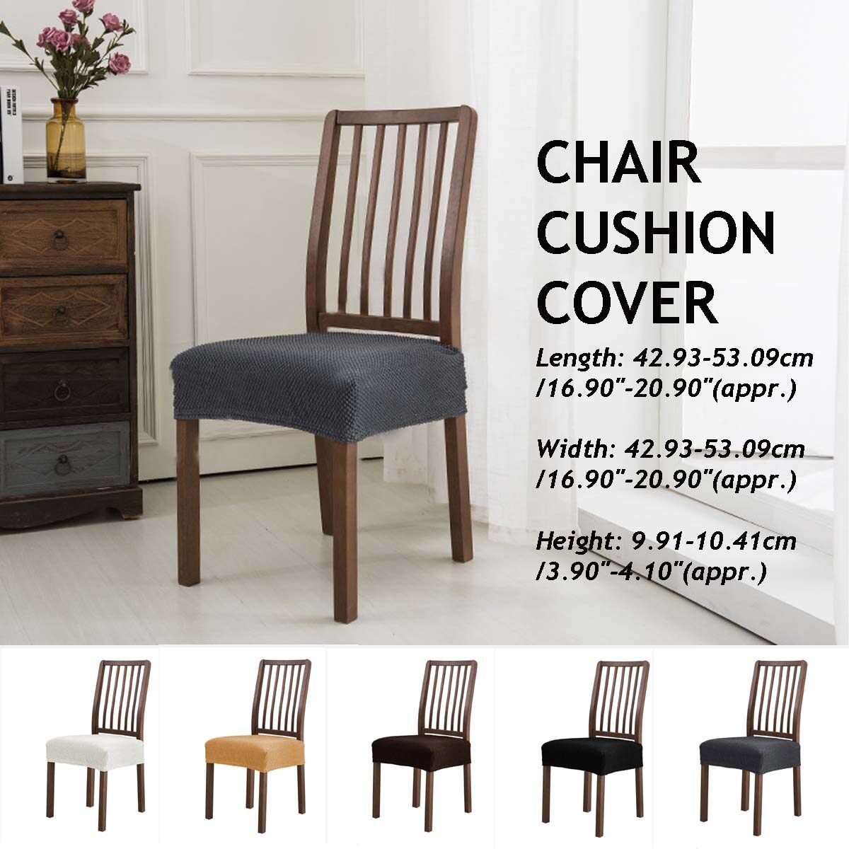 Stretchable Cushion Chair Seat Covers Protector For Wedding Banquet Dining Room Grey