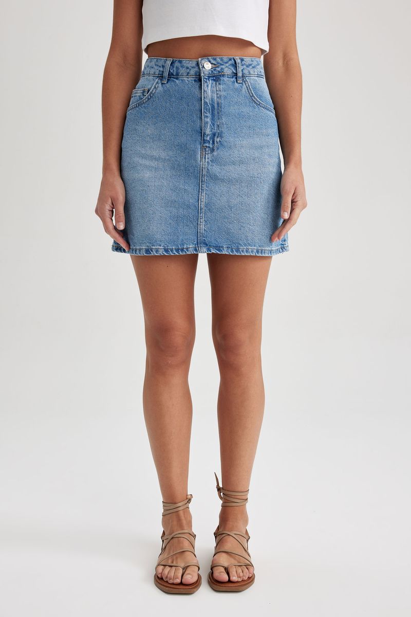 Woman Special Collection Regular Fit Denim Skirt - Blue