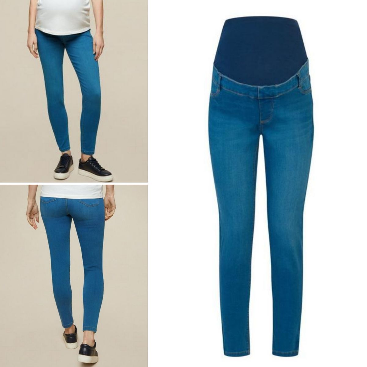 Straight Leg Overbump Midwash Blue Maternity Jeans