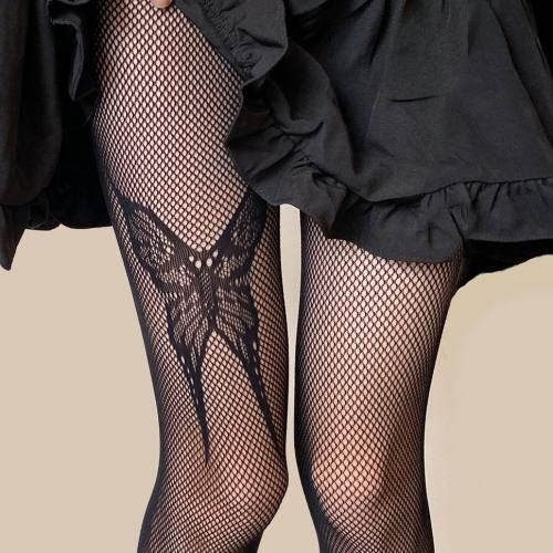 Gothic Girls Big Butterfly Print Stockings Women Goth Punk Mesh Fish Net Pantyhose 6135