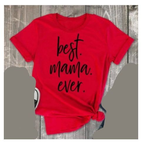 Ladies Best Mama Ever  Round Neck Polo Printed T-Shirt RED COLOUR