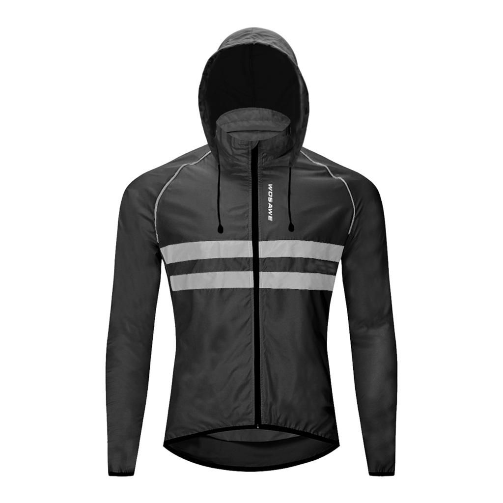 Cycling Skin Jersey Bicycle Windproof Jacket Light Rain Coat Black M