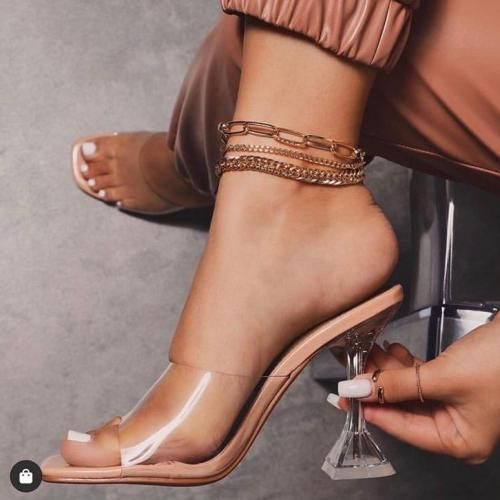 Trendy Ladies Women Transparent Heel Slippers