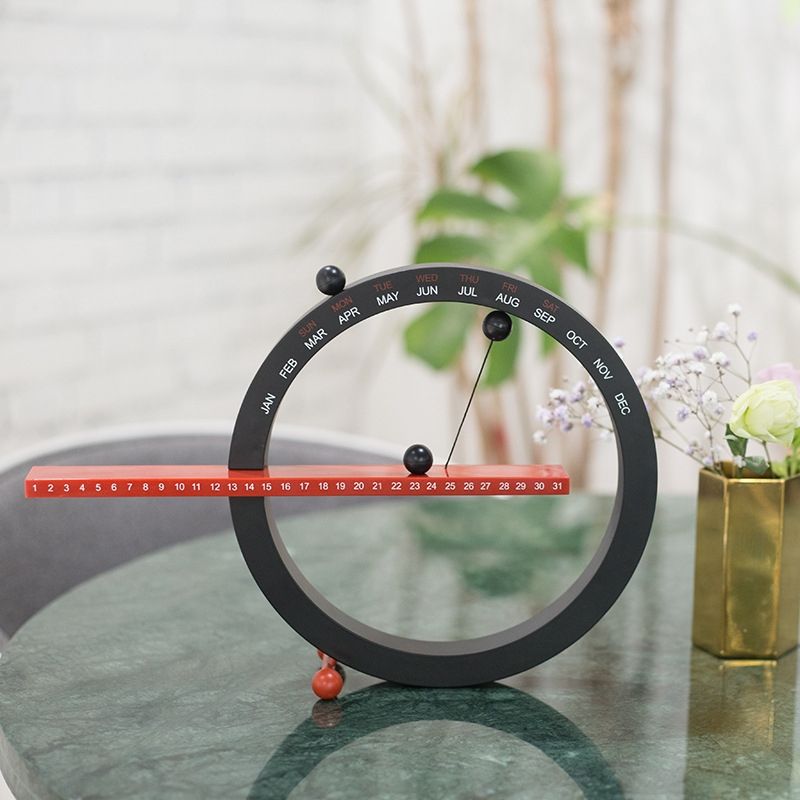 Manual Manual Calendar Ornament Creative Gift Home Decorations(Black And Red)