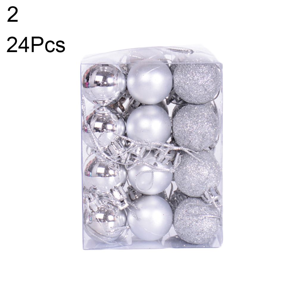 24Pcs 3cm Plastic Christmas Tree Balls Baubles Home Party-2#