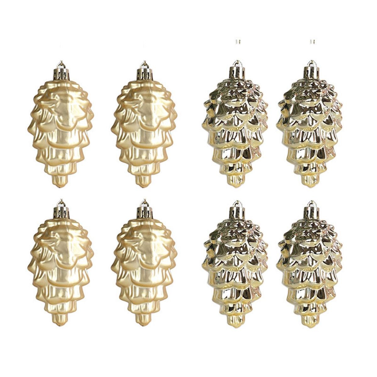 Unbreakable Christmas Ornament Shimmering Pine Cone Pendants Set Golden