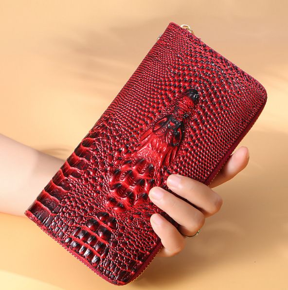 Ladies Leather Wallets 3D Crocodile Alligator Women Purse Clutch Long