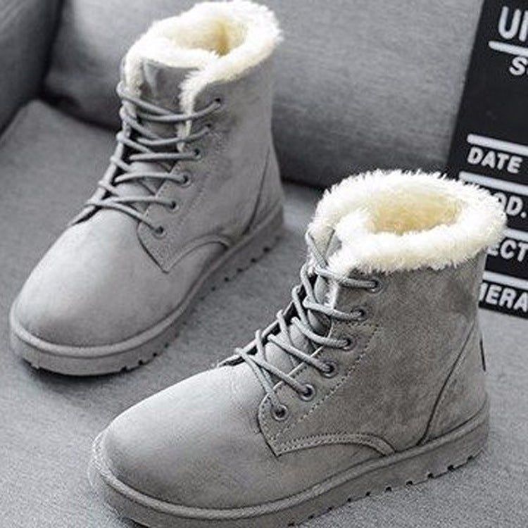 Women's Flat Winter Fur Lined Cotton Snow Boots