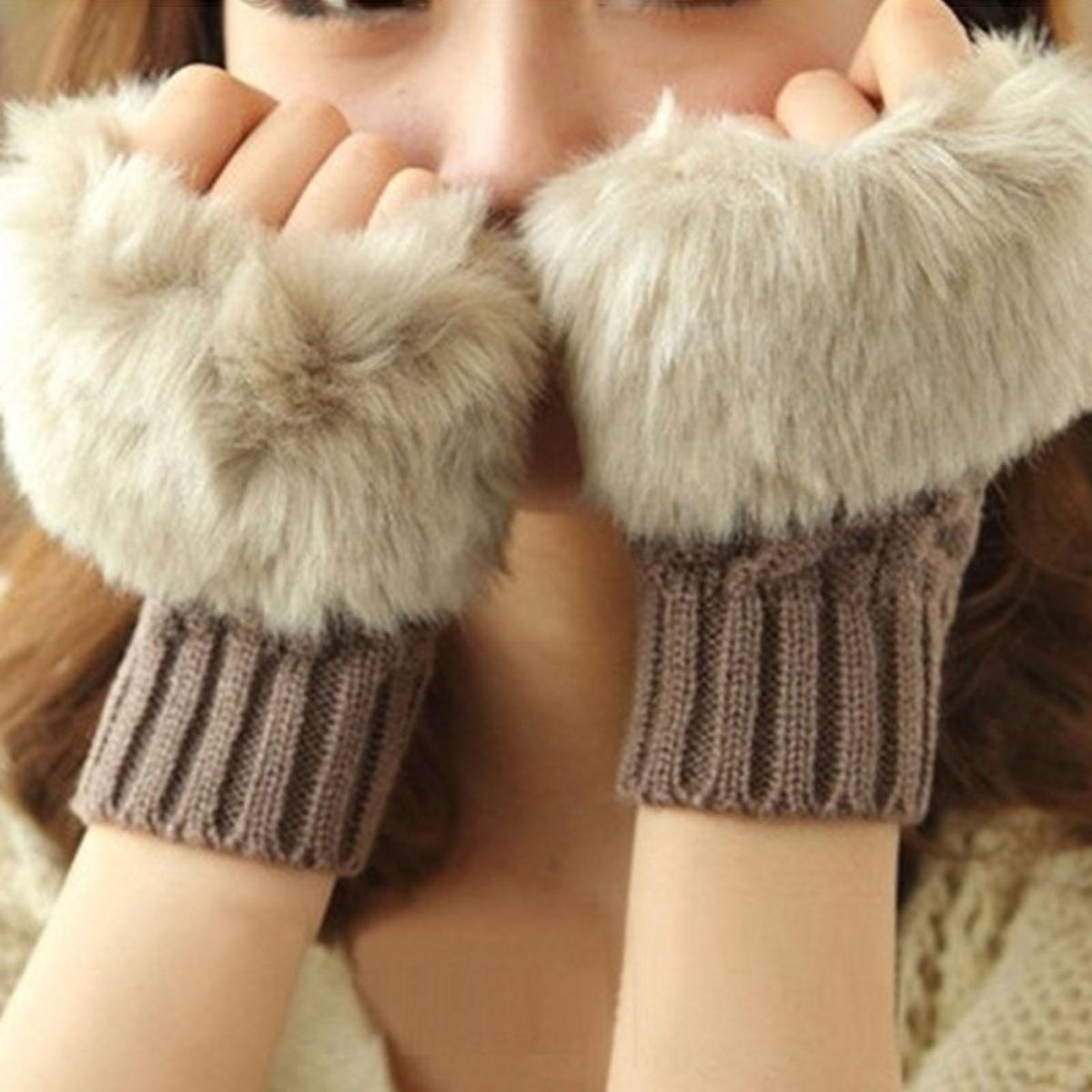 1 Pair Female Cold Winter Women Light Green