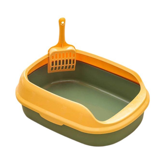 Cat Litter Box Pet Non-Stick Litter Tray Kitten Pan Toilet Green