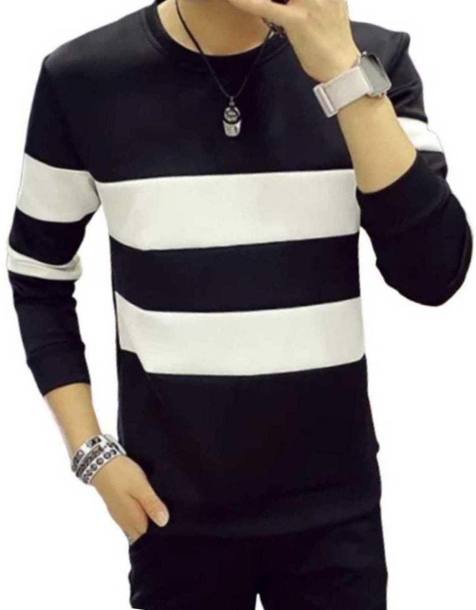 Men's Elegant Designed Custom Sweatshirt - Black & White