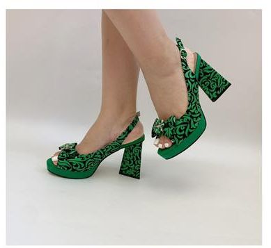 Ladies Luxury Lovely Wedge Sandals-Green