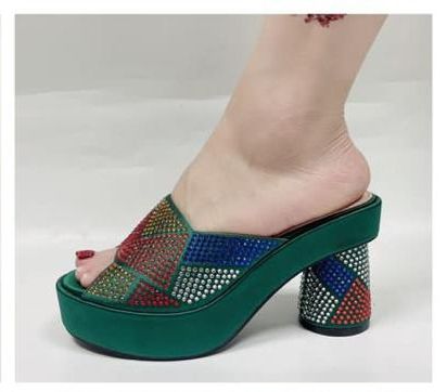 Executive Ladies Wedge Slippers-Green