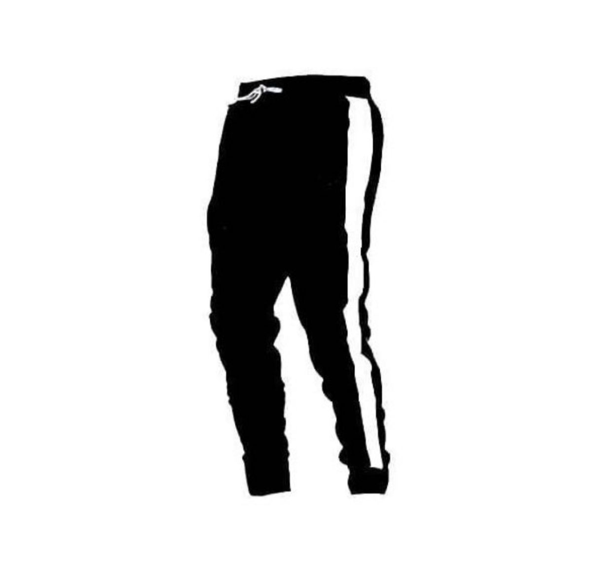 Quality Black With White Stripe Joggers (Black)