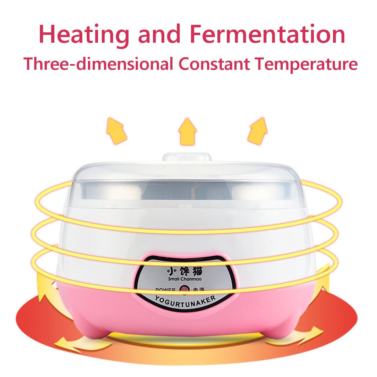 8W 1.0L Yogurt Machine Maker Household Fully Automatic Stainless Steel Small Yogurt Machine Kitchen Tools Stainless Steel Inner /Plastic Inner Pink (Plastic Inner)