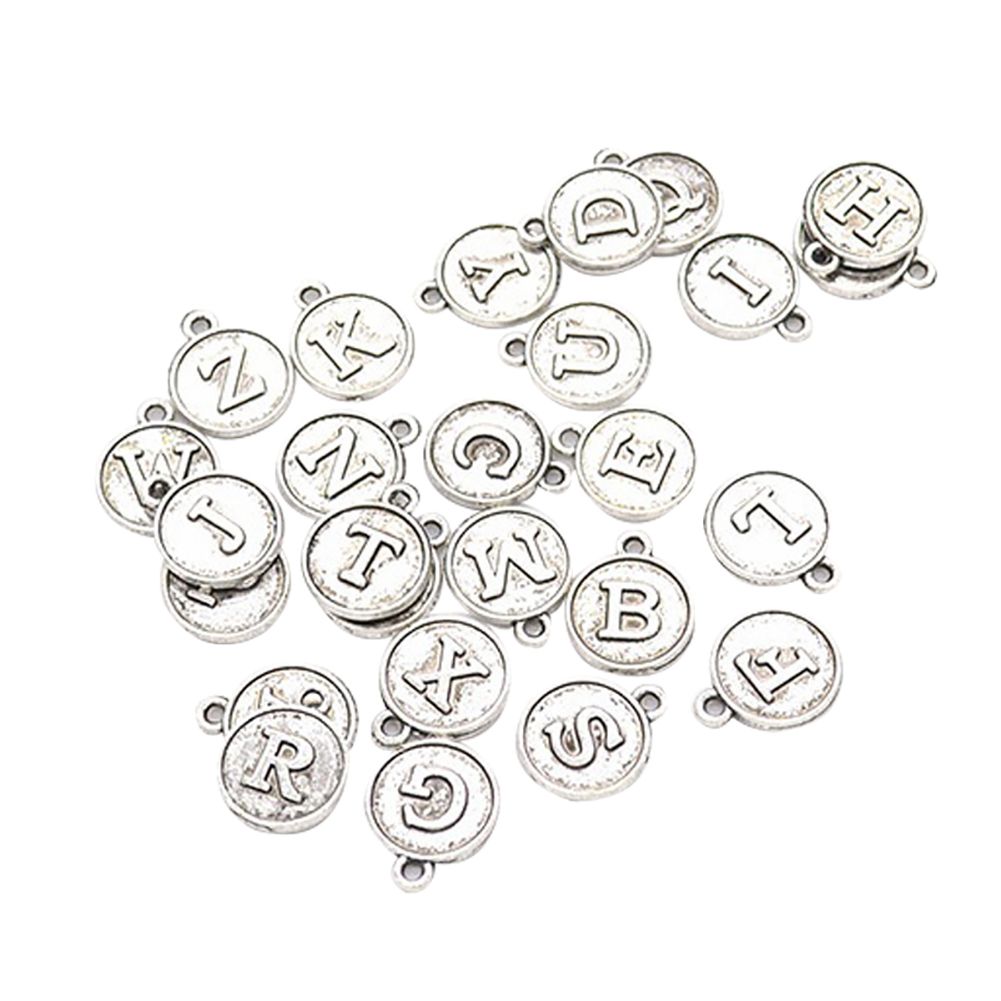 26Pcs English Alphabet A-Z Letter Charms For-Antique Silver