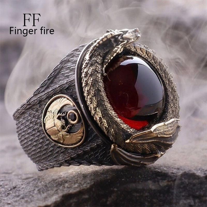 Luxury Men's Carved Dragon Ring Beach Party Gift Jewelry