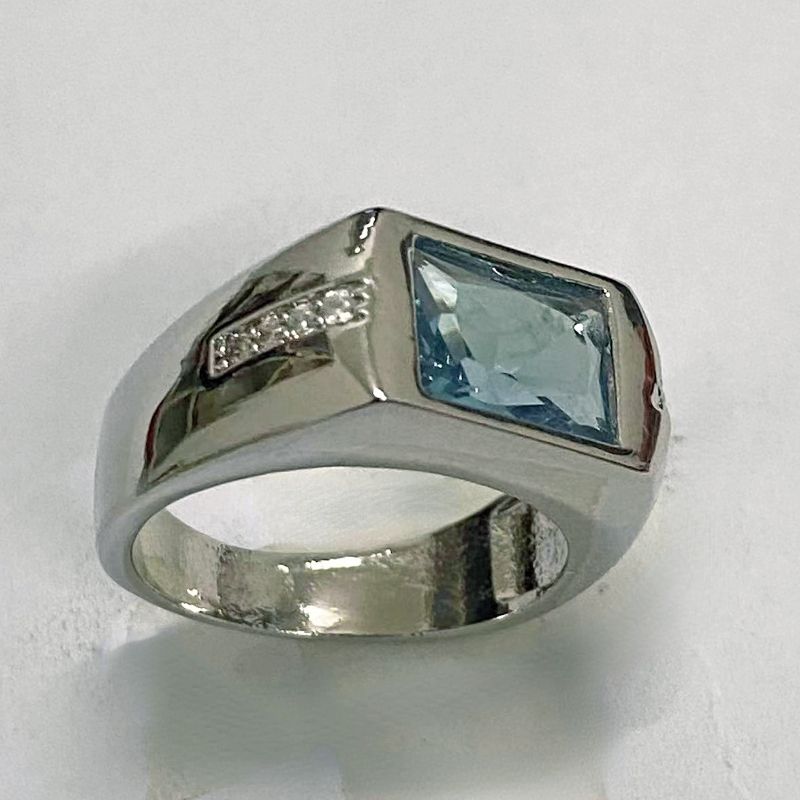 Men's 18K White Gold Plated Cz Wedding Ring Size 8-15