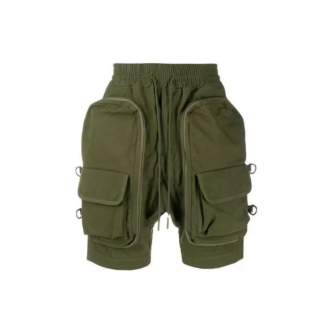 Green Cargo Shorts With Zipper And Pocket