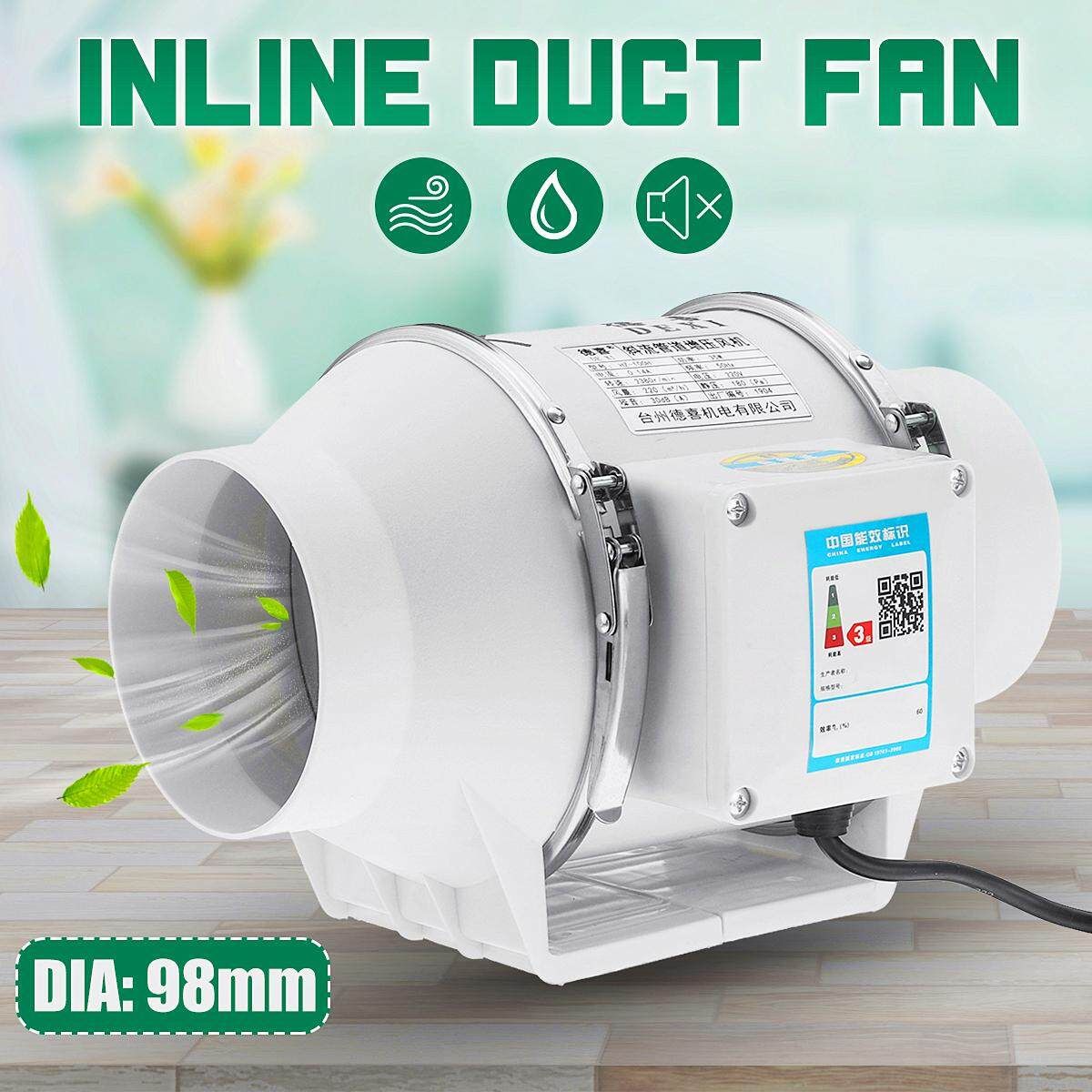 98mm 3.9'' Dia Air Inline Duct Fan Vent Mixed Flow Blower Hydroponic Ventilation