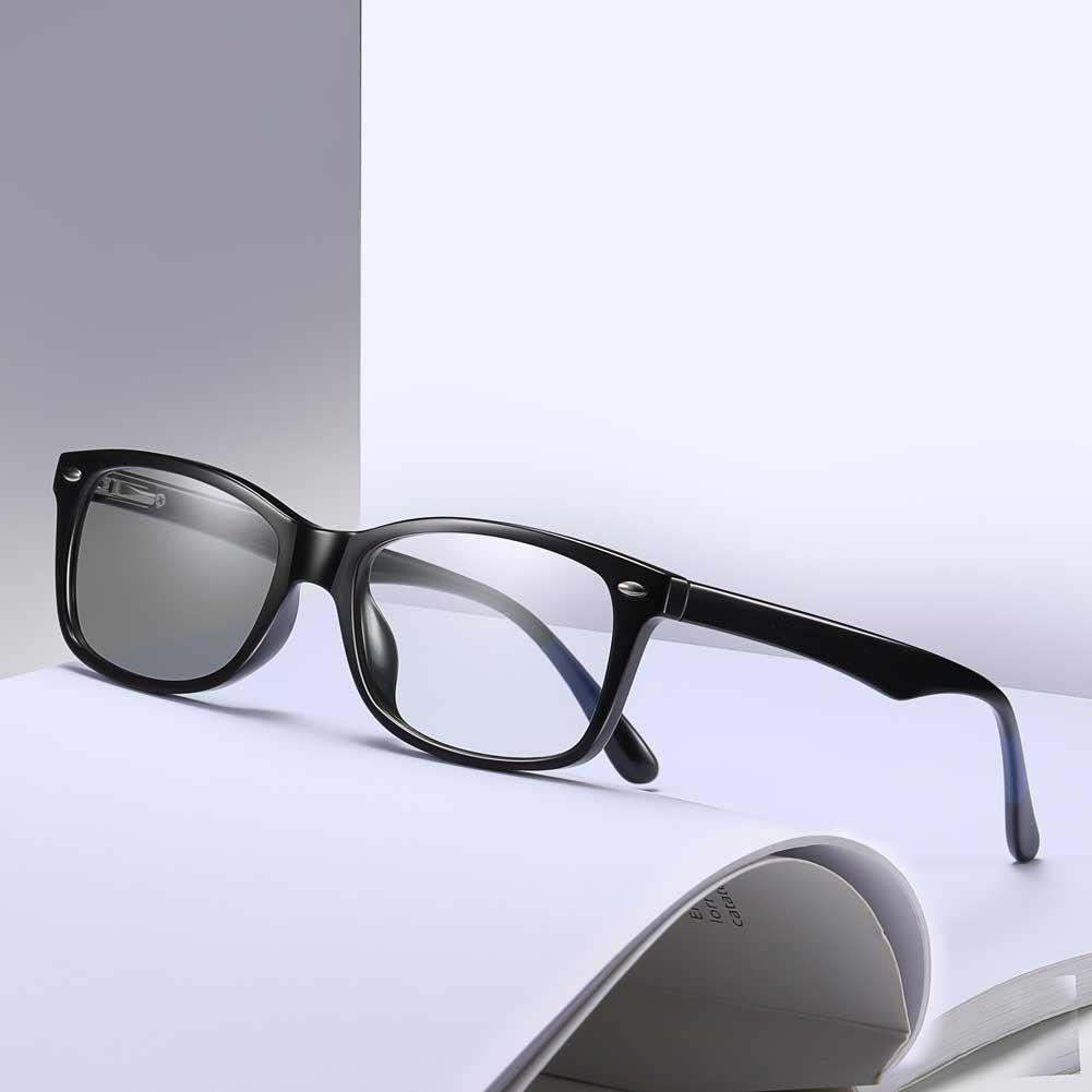 Photochromic Computer Glasses Rectangle Eyewear- Shiny Black