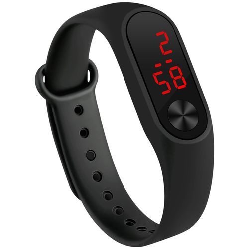 Luminous Led Digital Panel Design Unisex Wristwatch-Black JE