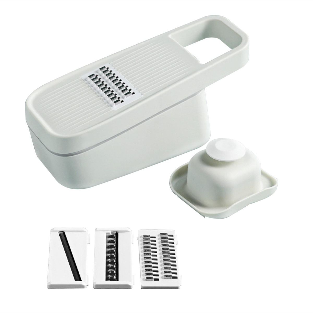 3-in-1 Multifunctional Vegetable Slicer with Drain & Storage Baskets 4 Kinds of Slicer Vegetables Cutter with Guard Potato Carrot Cucumber Filament Flower Slice Shredder Kitchen Supplies Tools