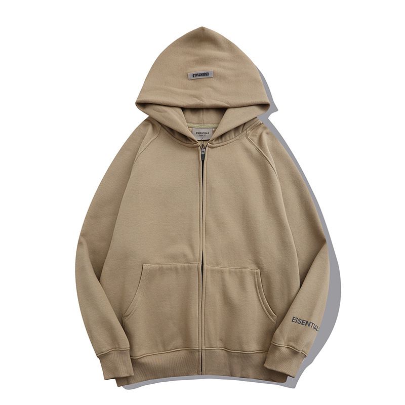 Khaki-Couple ESSENTIALS Hoodies Woman Fleece Loose Autumn Cardigan Sweaters Men Fashion