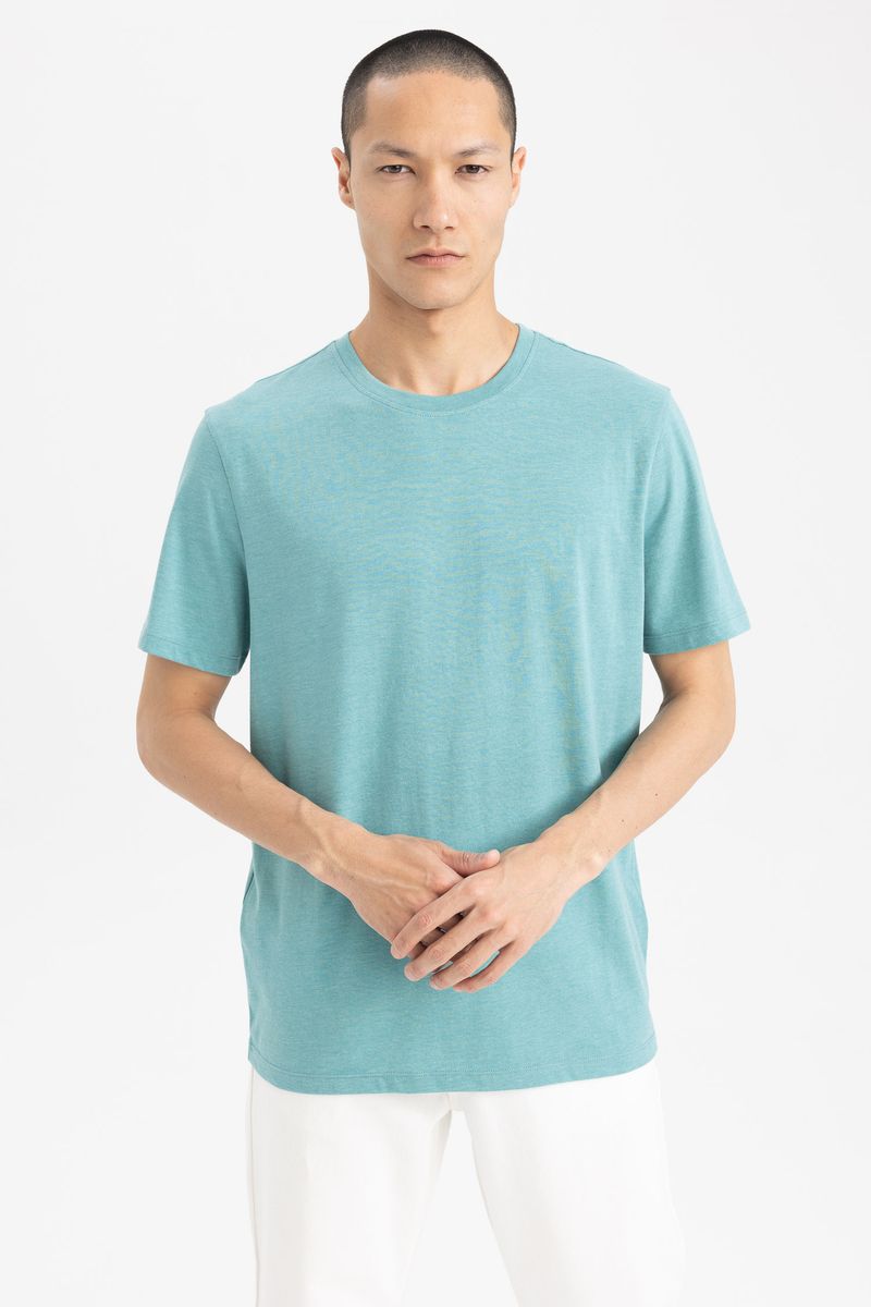 Man Regular Fit Knitted T-Shirt - Green