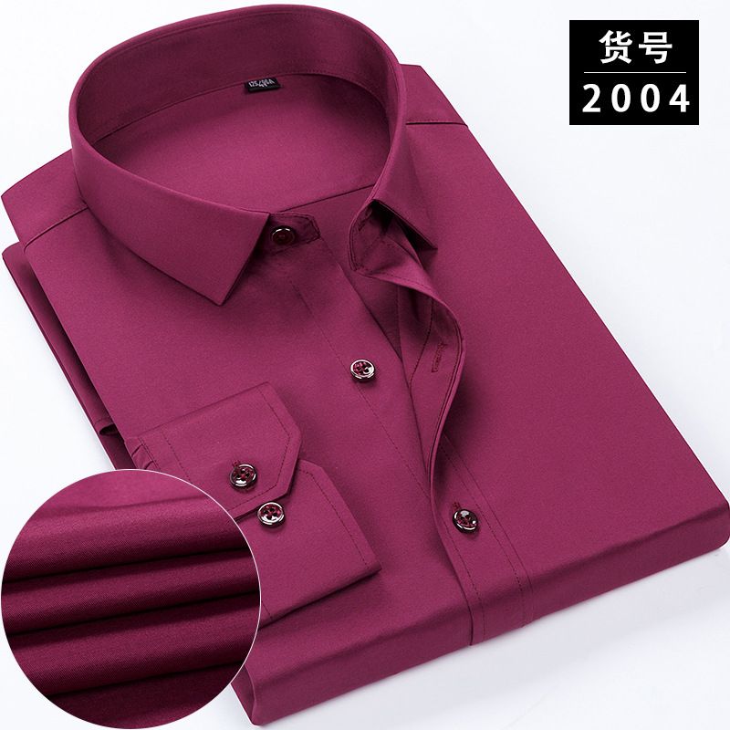 Men's Corporate Formal Quality Plain Office Wine Long Sleeve Shirt