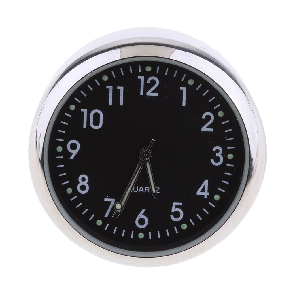 Car Dashboard Clock Table Classic Small Round Quartz White +Black