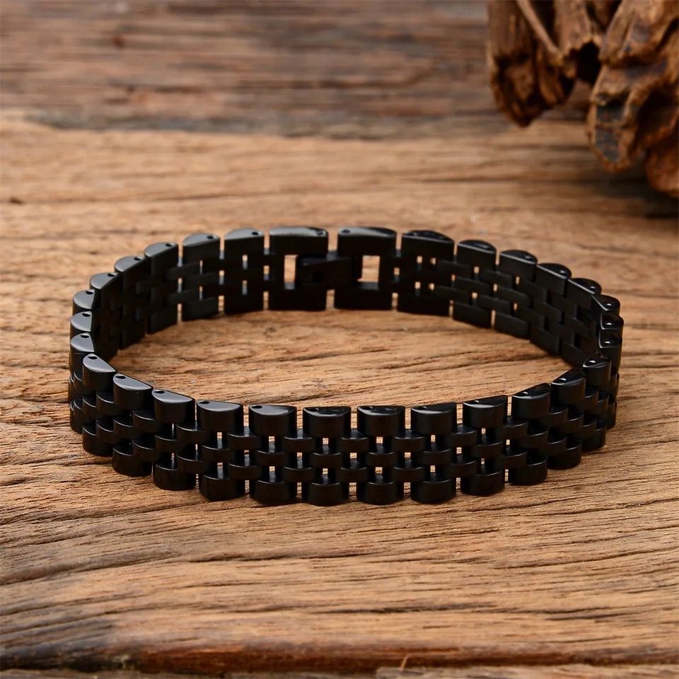 HIGH QUALITY STEEL BLACK MENS BRACELET