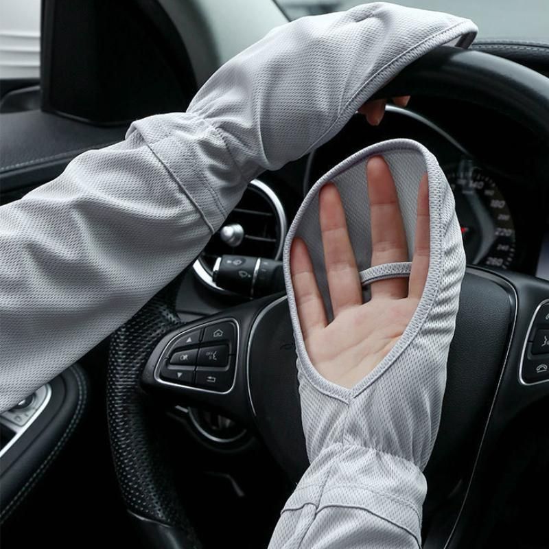 1 Pair Summer women Finger Sleeve Ice silk Cool UV protection Elbow Outdoor Riding sunscreen Fishing driving anti-UV arm Sleeves