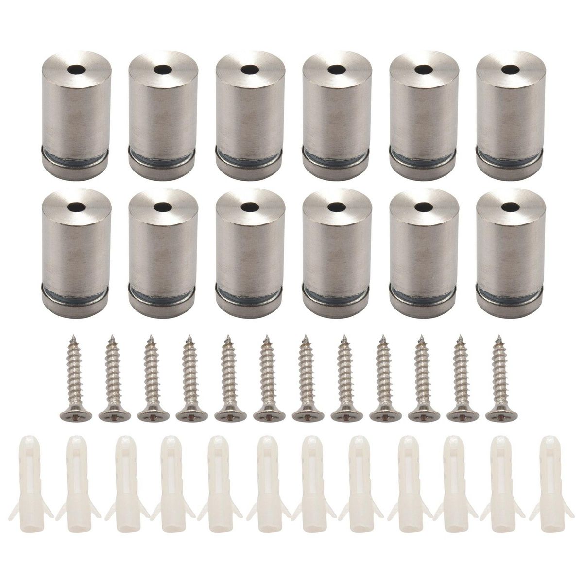 12Pcs 34 x 1 Inch Sign Holders Standoff Screws Wall Standoff Holders Screws Mount Hardware Advertising Glass Acrylic Standoff Stainless Steel Nail
