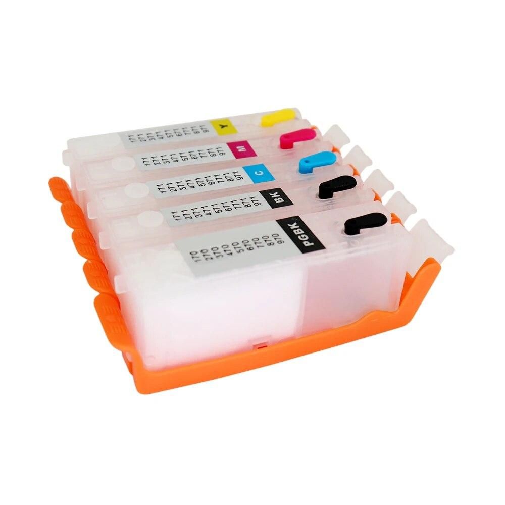 OYfame 5PCS 670 671 Cartridge PGI-670 Refillable ink cartridge ARC chip For canon PIXMA MG5760 MG6860 TS6060 TS5060 printer