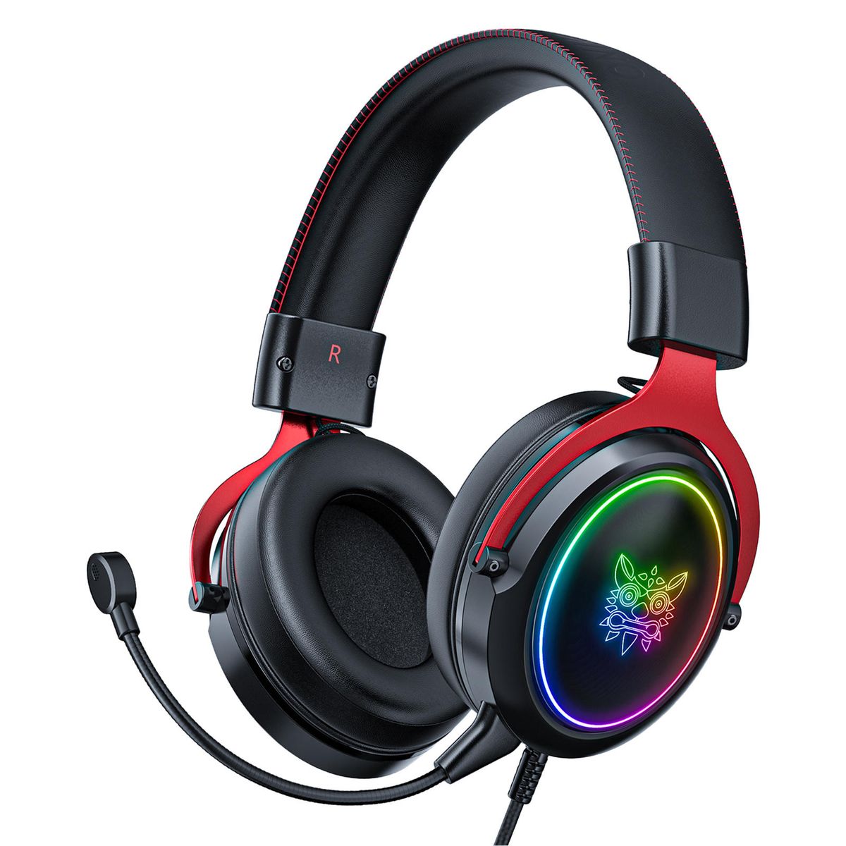 3.5mm Wired Gaming Headset For PS5/, LED Black Red