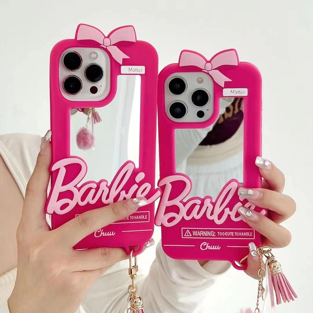 iPhone phone case for girls 3D silicone barbie with mirror