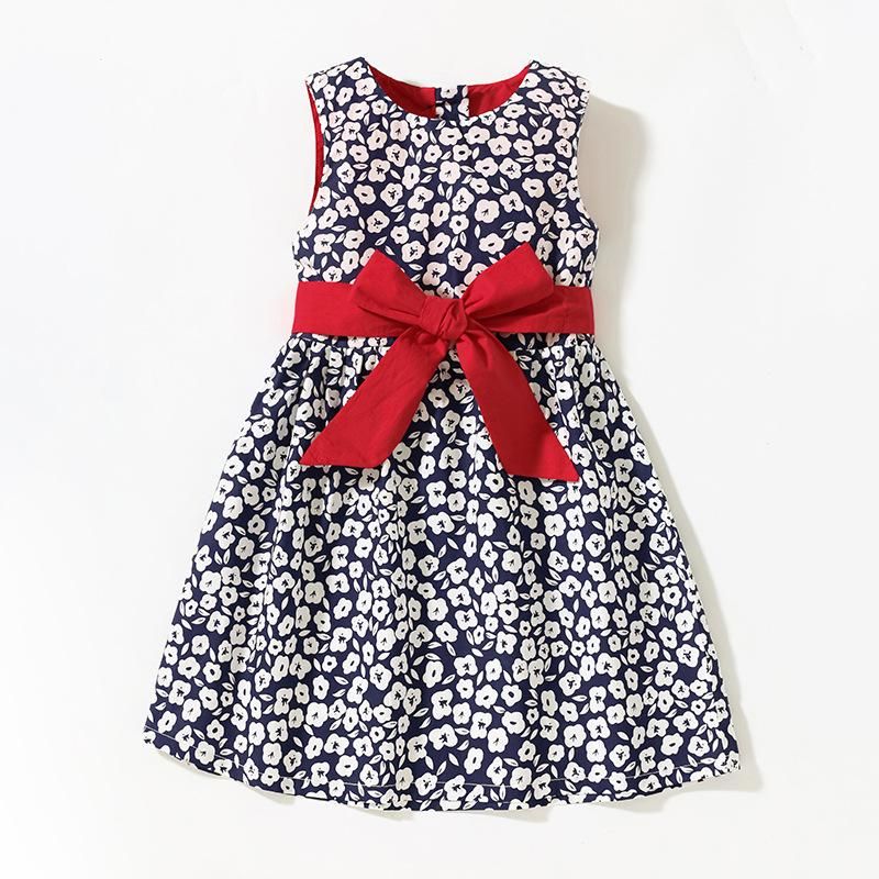 2023 Girls Dress Summer European And American Children's Clothes Woven Floral Slee