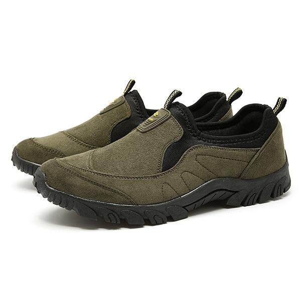Men Canvas Elastic Slip On Light Weight Sports Outdoors Walking Shoes Sneakers Dark Green {43}