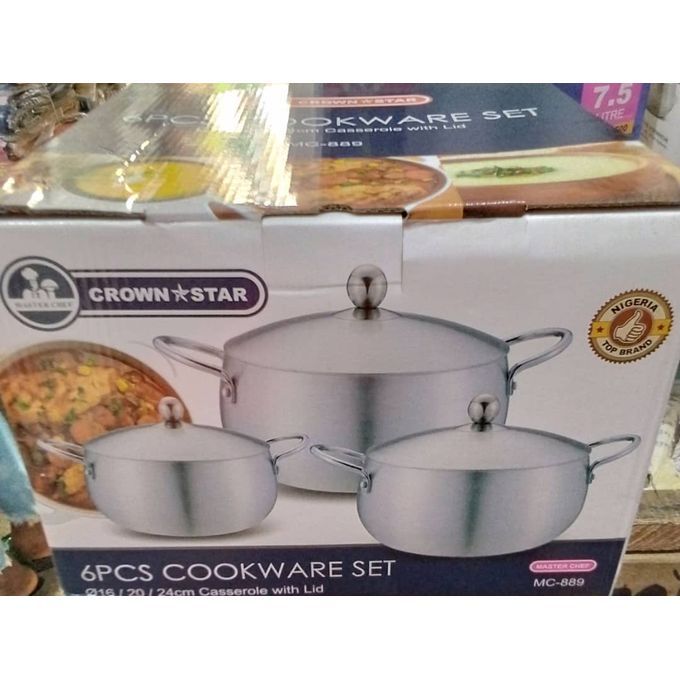 Crown Star 6pcs Aluminium With Marble Effect Non Stick Pots