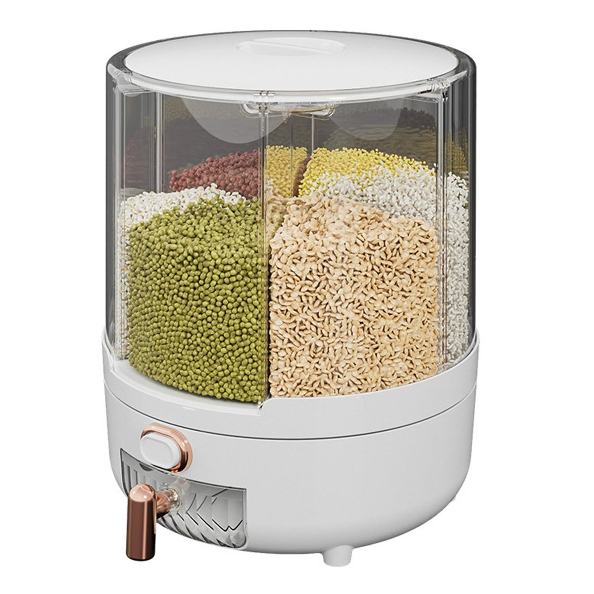 Rice Storage Box 6-Grid Rice Dispenser Storage Container