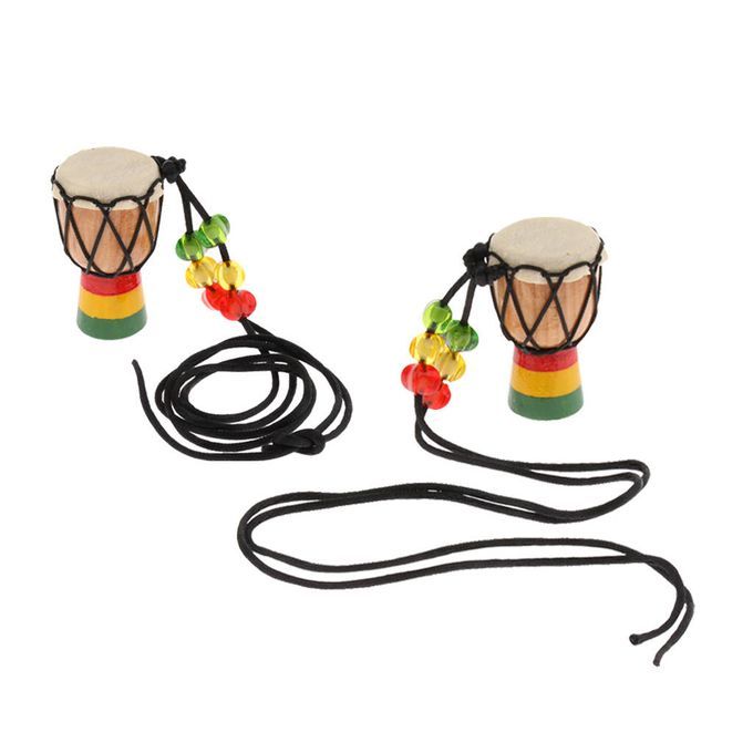 2x Funny Mini African Drum Jewelry Djembe Pendant Percussion Toy For