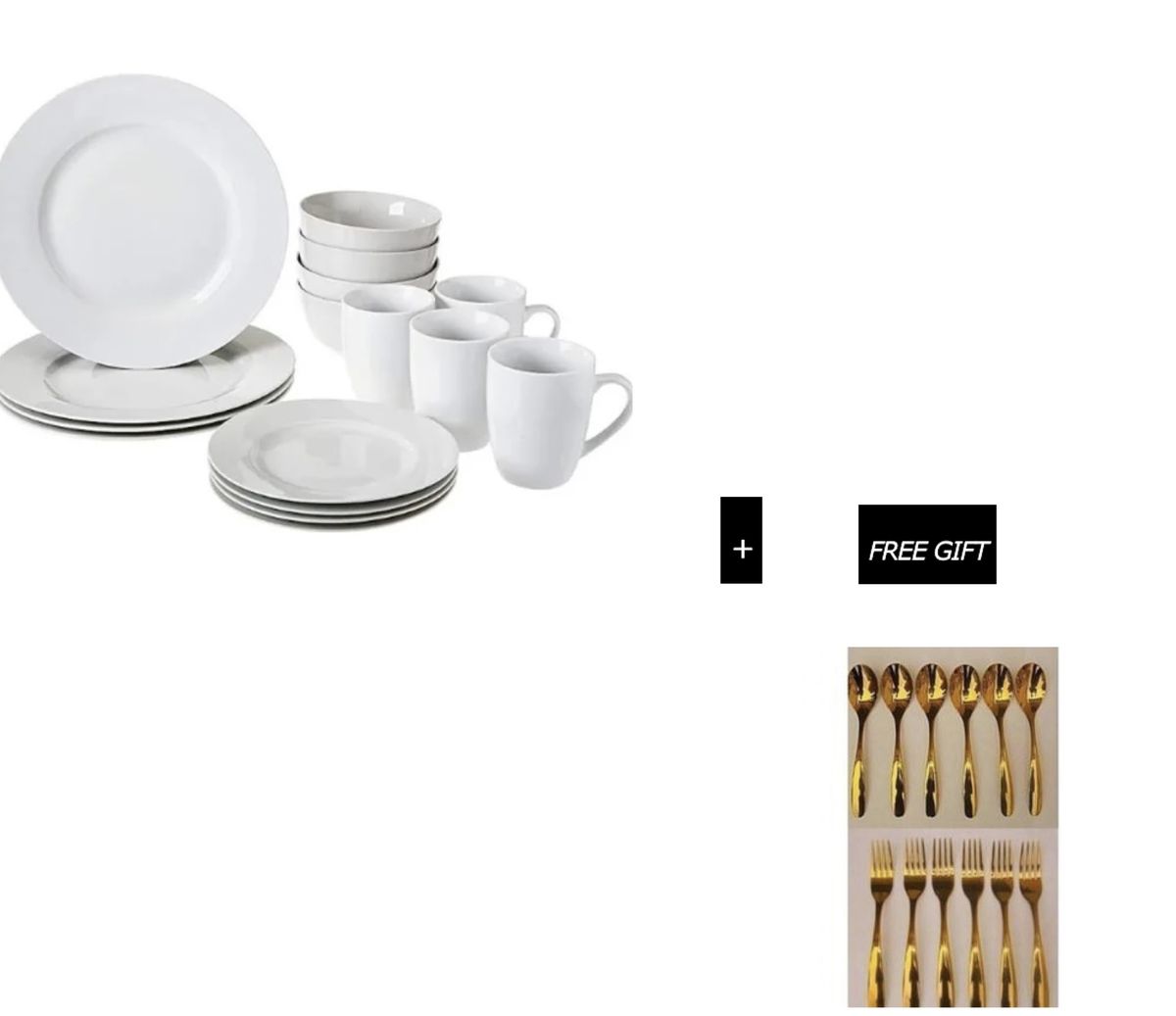 16pcs Dinner Plate Set And Free Gold Spoon And Fork