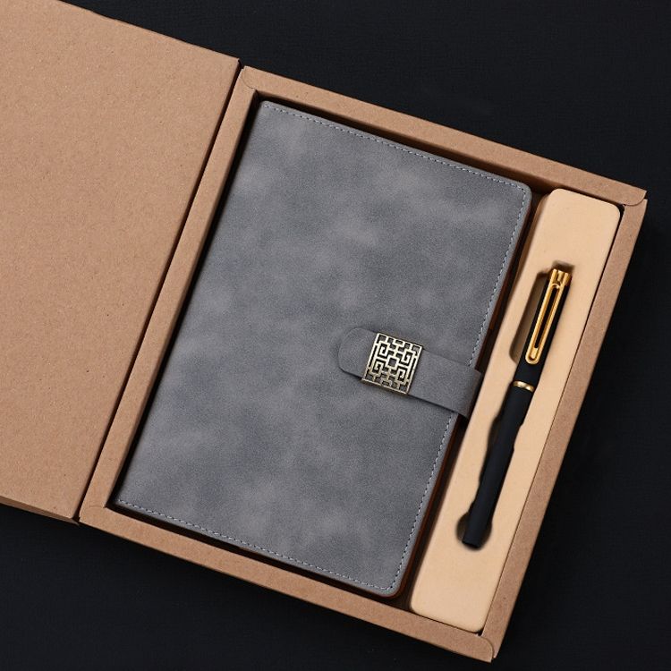 Office Notepad Gray A5 Kraft Paper Gift Box