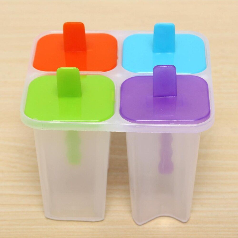 4 Cell DIY Frozen Lolly Yogurt Ice Ice Maker Juice Popsicle Mold Mould