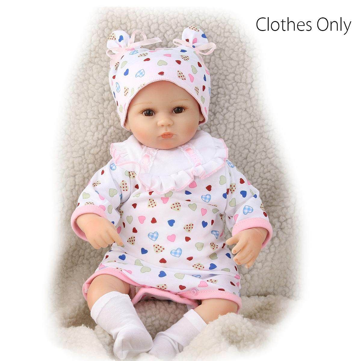 17'' Handmade Cotton Reborn Newborn Baby Girl Doll Clothes + Cap