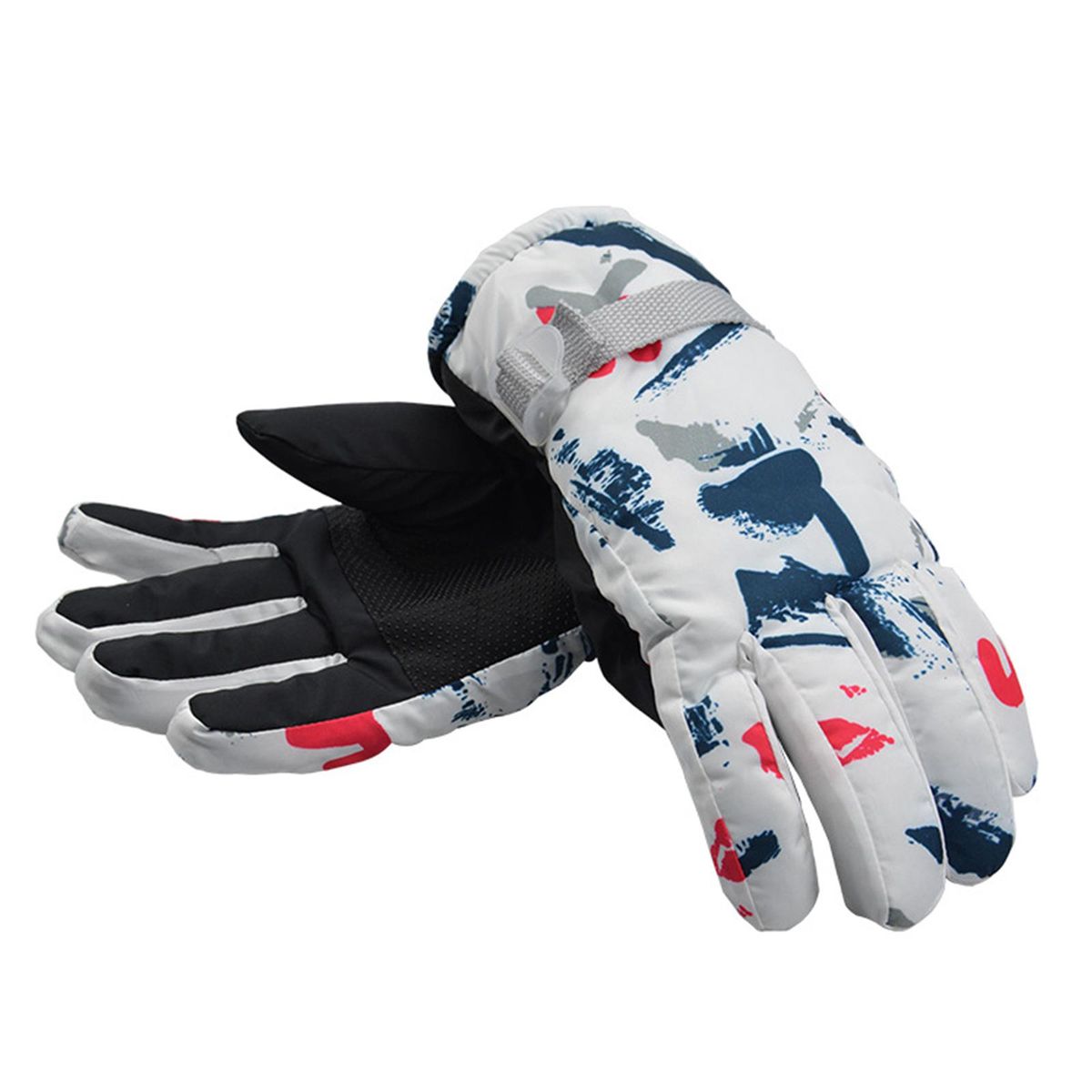 Anti-Wind Winter Motercycle Gloves Elastic Cuff Red White