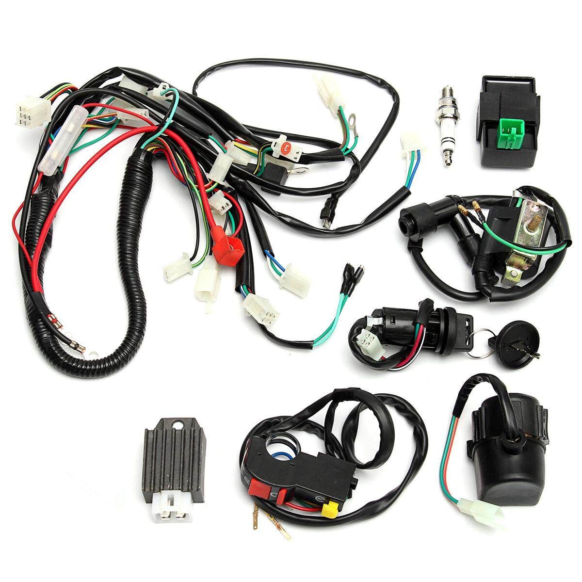 Full Wiring Harness Loom Start Switch Kit Pit Bike ATV 4 Go Kart 50 110cc 125cc