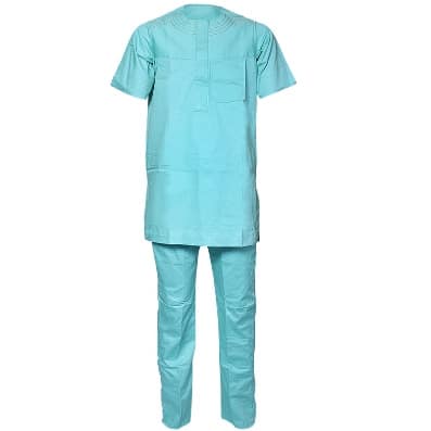 Men's Short Sleeved Green Attire with Gold Embroidery